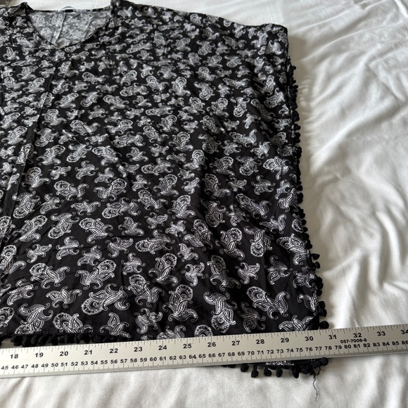 Bikini Village Women's Aztec Floral Beach Cover Up Top Black Large Vacation Pool - Picture 11 of 12